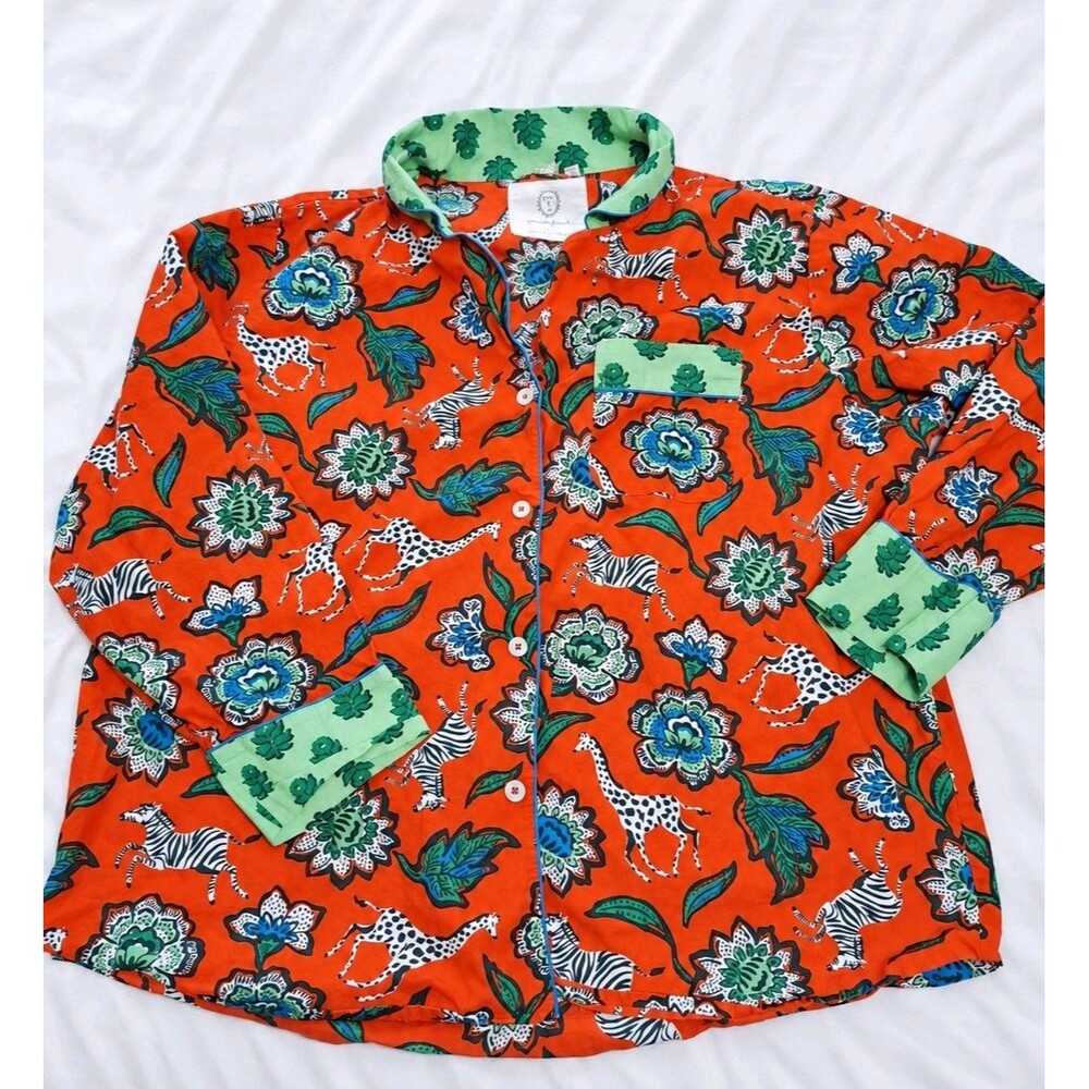 Printfresh x Pencil & Paper Co Orange Safari Pajama Top Size 2X